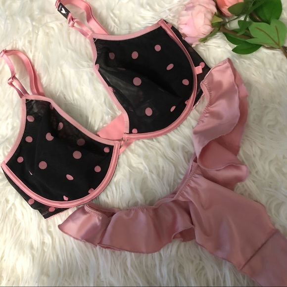 Victoria’s Secret 34E & Large French Cut Thong Panty Pink & Unlined Demi Bra Set - Picture 5 of 15